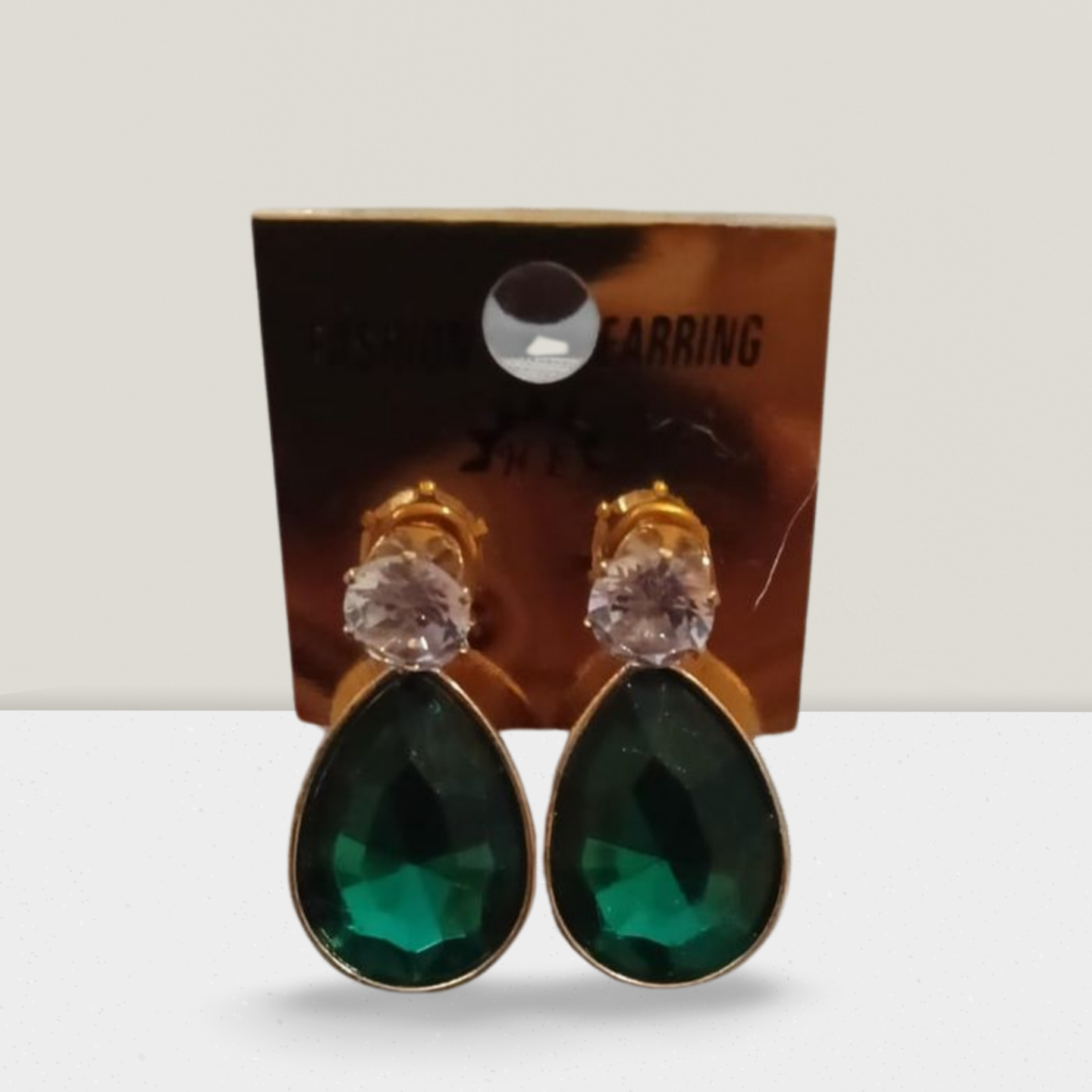 Green Oval Stone Earrings -Mr Teddy Boy