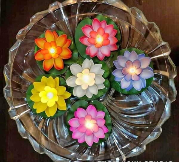 Multicolor Water Sensor Lotus Diya Pack Of 6