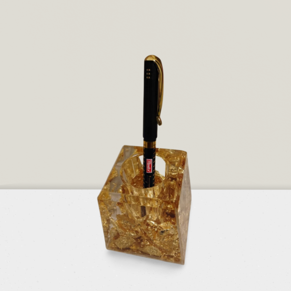 DigaNT 2 in 1 Penholder, Paperweight Pen stand Golden Liquid Metal, anantapur store